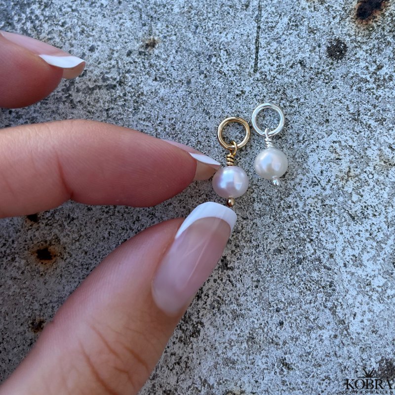 Ferskvandsperle - løs charm, forgyldt 6 mm