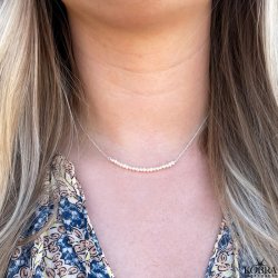 "String" slv perle halskde med gte hvide ferskvandsperler