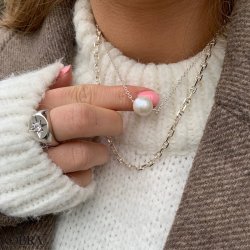 "Agnete" slv perle halskde