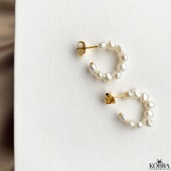 "Maggie" guld perle hoops / øreringe