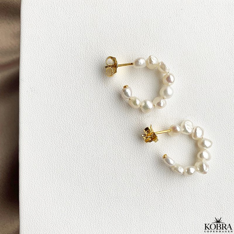 "Maggie" guld perle hoops / reringe