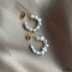 "Maggie" guld perle hoops / øreringe