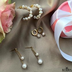 "Sierra" guld reringe med gte ferskvandsperler