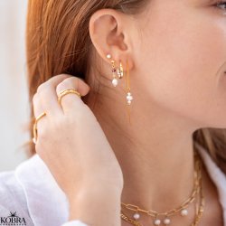 "Beady" guld øreringe / hoops med perler