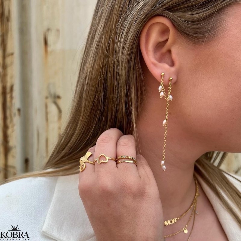 "Nikoline" 18 karat forgyldt ring med facetter