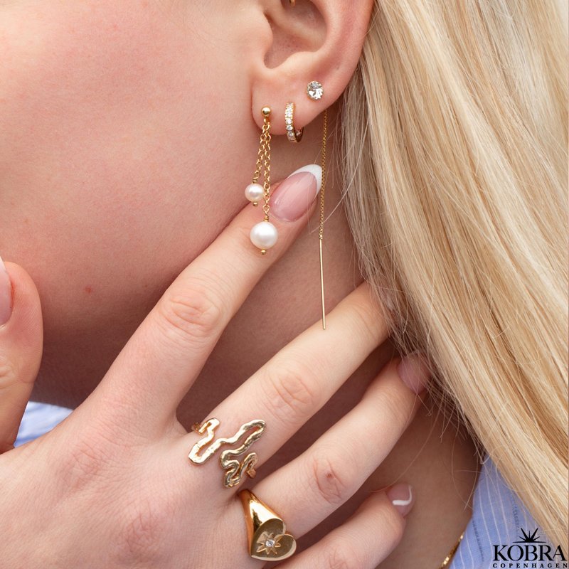 "Vanilla" 18 karat forgyldte retrde med hvide sten