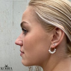 "Holiday" silver earrings / hoops with real white freshwater pearls