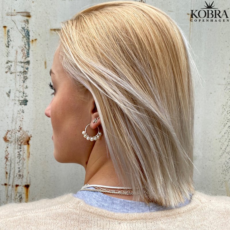 "Holiday" silver earrings / hoops with real white freshwater pearls