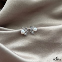 "Magda" unikke slv reringe med sten og hvide ferskvandsperler