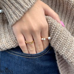 "Hawaii" 18 karat forgyldt ring med multifarvet sten