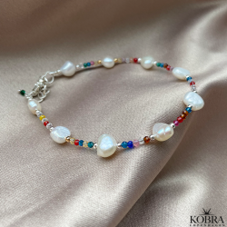 "Happy" Colorful bracelet with pearls