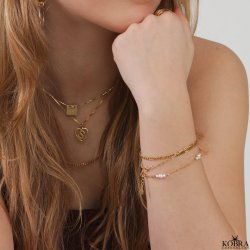 "Midsommar" forgyldt armbnd med perler og lille amulet