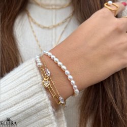 "Nina" 18 karat forgyldt armbnd med lille guldhjerte