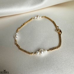 "Midsommar" perlearmbnd i forgyldt med panzerkde