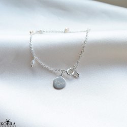 "Wilma" handmade pearl bracelet in silver with your engraving