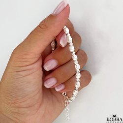 "Royal" perle armbnd med slv kugler