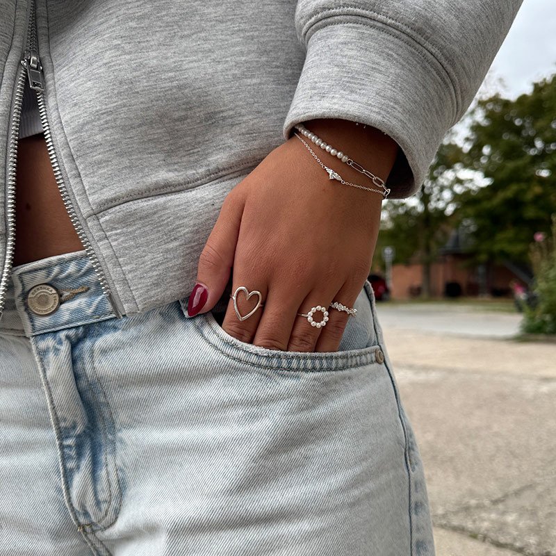 "Sicily" ring in sterling silver with freshwater pearls