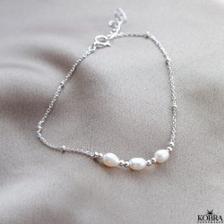 "Amabel" slv armbnd med ferskvandsperler