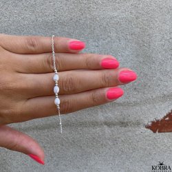 "Amabel" slv armbnd med ferskvandsperler