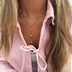 "Balance" gold necklace with real freshwater pearls