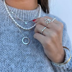 "Hailey" simple silver ring with blue stone