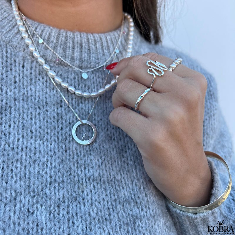 "Hailey" simple silver ring with blue stone