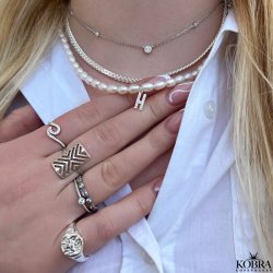 "River"blget slv ring med sten