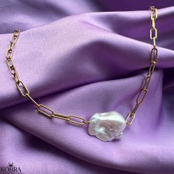 "Sarasota" guld halskde med stor ferskvandsperle