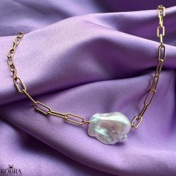 "Sarasota" guld halskde med stor ferskvandsperle