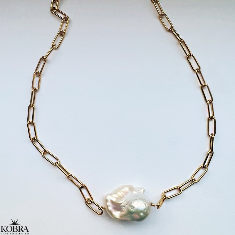 "Sarasota" guld halskde med stor ferskvandsperle