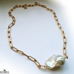 "Sarasota" guld halskde med stor ferskvandsperle