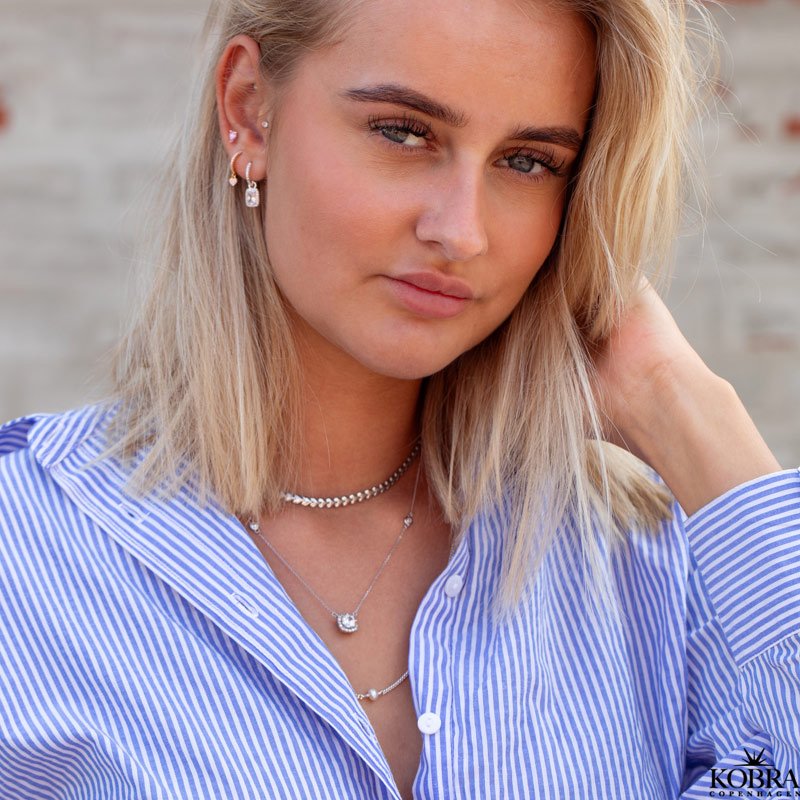 "Sylvie" slv halskde med smukke hvide zirkonia sten