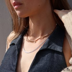 "Monaco" perle halskde / choker i guld med hvide ferskvandsperler