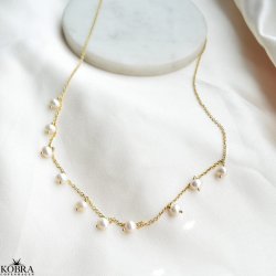 "Noella" gold necklace with 10 freshwater pearls