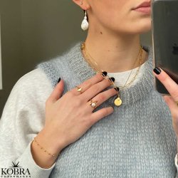 "Maggie" store ferskvandsperler øreringe med birthstone 18 karat forgyldte