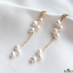 "Marry Berry" smukke og unikke hndlavet guld reringe med gte ferskvandsperler