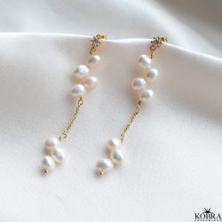 "Marry Berry" smukke og unikke hndlavet guld reringe med gte ferskvandsperler