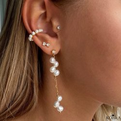 "Annie" small gold earrings with white bows