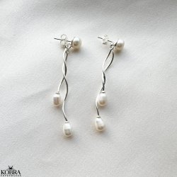 "Silk" twisted pearl earrings in silver