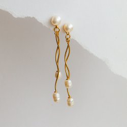 "Silke" 18K gullbelagte kurvede perle�reringer