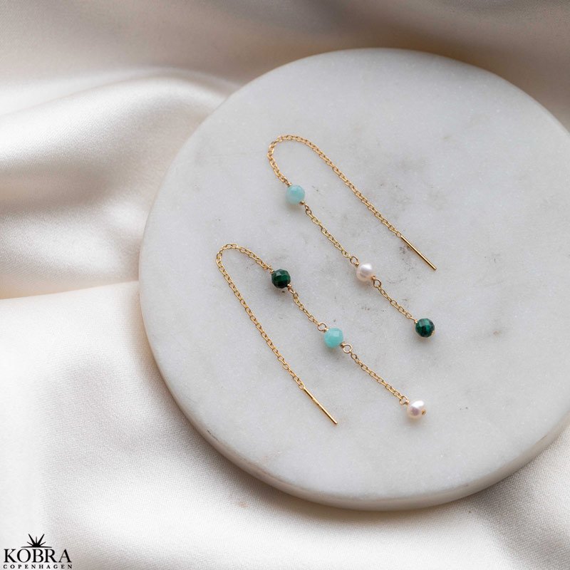 "Green Harmony" 18 karat forgyldte elegante perle reringe