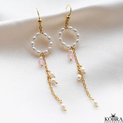 "Irina" 18 karat forgyldte reringe med gte ferskvandsperler