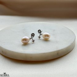 "Antonia" slv reringe med gte ferskvandsperler og fin zirkonia