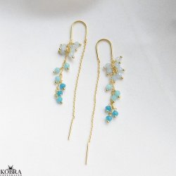 "Marbella" beautiful pearl earrings in shades of blue, 18 carat gold-plated