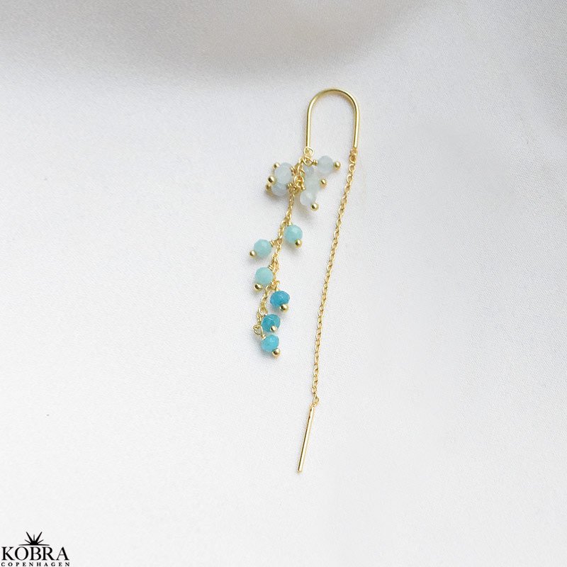 "Marbella" beautiful pearl earrings in shades of blue, 18 carat gold-plated