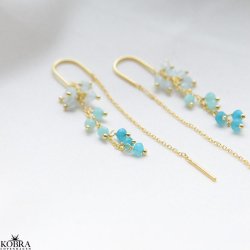"Marbella" beautiful pearl earrings in shades of blue, 18 carat gold-plated