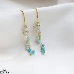 "Marbella" beautiful pearl earrings in shades of blue, 18 carat gold-plated