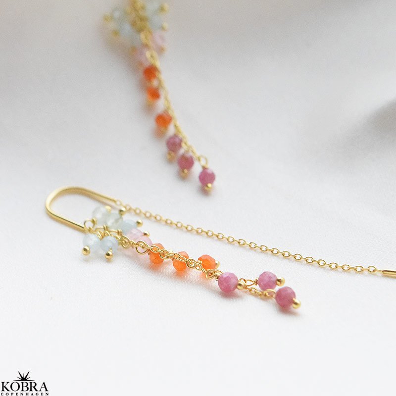 "Marbella" pearl earrings in pink / orange shades, 18 carat gold-plated