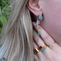 "Marbella" beautiful pearl earrings in shades of blue, 18 carat gold-plated