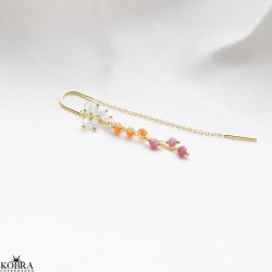 "Marbella" guld perle rering i lyserde / orange nuancer, 1 stk